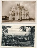 Losonc, Lucenec; - 2 db RÉGI város képeslap zsinagógával / 2 pre-1945 town-view postcards with synagogue