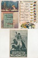 14 db főleg RÉGI művészi képeslap / 14 mainly pre-1945 art postcards