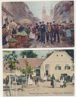 14 db főleg RÉGI művészi képeslap / 14 mainly pre-1945 art postcards