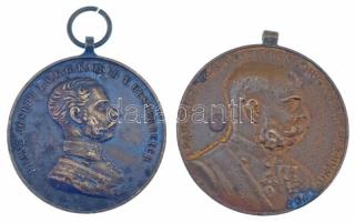 1898. "Jubileumi Emlékérem Fegyveres Erő Számára / Signum memoriae (AVSTR)" bronz kitüntetés mellszalag nélkül + 1914. "Ferenc József Bronz Vitézségi Érem" bronz kitüntetés mellszalag nélkül. Szign.: Tautenhayn T:XF patina Hungary 1898. "Commemorative Jubilee Medal for the Armed Forces" bronze decoration without ribbon + Hungary 1914. "Bronze Gallantry Medal (Der Tapferkeit)" bronze decoration without ribbon. Sign.: Tautenhayn C:XF patina NMK 249, NMK 137.