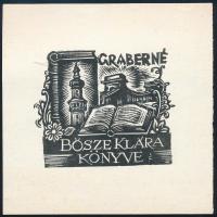 Sterbenz Károly (1901-1993): Graberné Bősze Klára könyve, fametszet, papír, jelzés nélkül, 5×6 cm