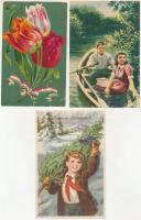 3 db RÉGI irredenta (Lamoss, Tábor János-Dankó Ödön) + 1 RÉGI tulipános-hazafias + 2 modern szocialista-kommunista propaganda képeslap / 3 pre-1945 Hungarian irredenta propaganda + 1 patriotic tulip + 2 MODERN Socialist-Communist propaganda postcards