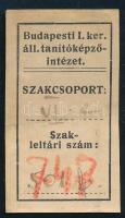 Budapesti I. ker. Áll. Tanítóképzőintézet (könyvjegy). Nyomat, papír. Jelzés nélkül. 4x2 cm