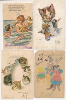 9 db RÉGI motívum képeslap: macskák és kutyák + 1 humoros cigarettázós; vegyes minőség / 9 pre-1945 motive postcards: cats and dogs + 1 humorous cigarette smoking; mixed quality