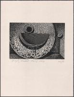 Joseph Kádár (1936-2019): Dualista kompozíció. Szitanyomat, papír, jelzett, számozott: 25/50. 12x19 cm