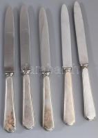 Ezüst (Ag) evőeszköz készlet 800-as ezüst, jelzett összesen nettó 2485 g + 5 db ezüst nyelű kés