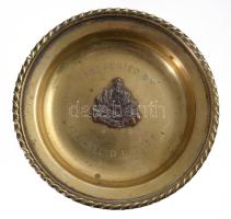 Angol indiai katona emlékei. jelzett réz tálka és doboz, katonai címerrel d: 12 cm, 20 cm