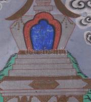 Buddhista sztupa rajza, kínai felhőkontúrokkal, paszpartuban, üvegezett keretben. 10x12 cm / 27x32 c...