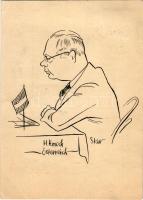 1940 H. Kmoch Österreich. 12 Karikaturen internationaler Schachmeister. Hans Hedewig's Nachf. / sakknagymesterek karikatúra. A címzett Dr. Jambrekovich László ny. külügyminisztériumi osztályfőnök / chess master caricature (EB)