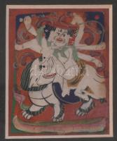 Buddhista csakli / Tsaklik. XIX. sz. Istenséget ábrázoló miniatűr festmények, beavatási kártyák 4 db...