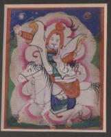 Buddhista csakli / Tsaklik. XIX. sz. Istenséget ábrázoló miniatűr festmények, beavatási kártyák 4 db...