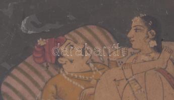 Antik indiai pornográf miniatűr festmény, ezüst (Ag) keretben. XIX. sz. India. 5,5x4 cm






...