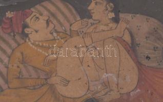 Antik indiai pornográf miniatűr festmény, ezüst (Ag) keretben. XIX. sz. India. 5,5x4 cm






...