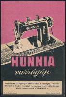 cca 1971 Hunnia varrógép, kisplakát, papír, jelzés nélkül, Állami Nyomda, 19,5x13 cm