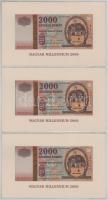 2000. 2000Ft "Millennium" (3x) sorszámkövetők "MM 0040766 - MM 0040768", a 489-es árverés 30748-as tételének előzménye! Tájékoztató lappal. T:UNC Adamo F56A