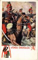 1915 Vörös Ördögök / WWI Austro-Hungarian K.u.K. military art postcard with hussars and small Krampus. Rotophot Nr. 668. s: K. A. Wilke (EK)