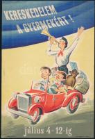 Káldor László (1905-1963): Kereskedelem a gyermekért! Villamosplakát, kisplakát, papír, jelzett a plakáton, Terv Nyomda, 23,5x16 cm