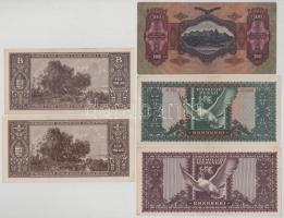 Vegyes 5db-os pengő bankjegy tétel, benne: 1930. 100P "E 246 045304", 1945. 10.000.000P &q...