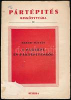 Rákosi Mátyás: A pártról és pártépítésről. Pártépítés kiskönyvtára 24. sz. Bp., 1951, Szikra, 157+[3] p. Kiadói papírkötés, kissé sérült borítóval, intézményi bélyegzőkkel.