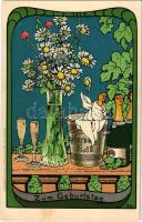 Zum Geburtstag Kupferberg Gold / champagne advertisement. litho (fl)