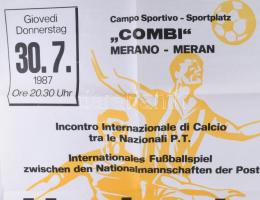 1987 Magyarország-Olaszország, postás válogatott labdarúgó mérkőzés plakátja, Merano, Olaszország, p...