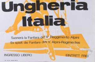 1987 Magyarország-Olaszország, postás válogatott labdarúgó mérkőzés plakátja, Merano, Olaszország, p...