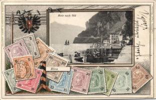 Riva del Garda molo with a set of Austrian Monarchy stamps litho (EK)