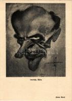 Imrédy Béla miniszterelnök, náci-szimpatizáns. Nemzetiszocialista-ellenes gúnyos karikatúra / Prime Minister Béla Imrédy, sympathizer of the Nazis. WWII Hungarian anti-NS mocking caricature s: Gatto Nero (Wittmann Rezső)