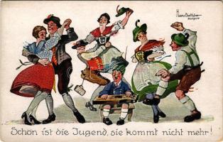 Schön ist die Jugend, sie kommt nicht mehr! Nr. 224. / German folklore art postcard s: Hans Boettchen (EK)