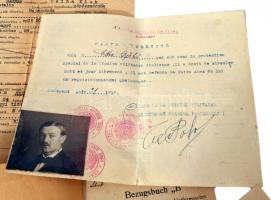 Izgalmas katonai iratok 1918-1940, ruhakönyv, Budapesten olasz hadsereg által kiállított,
francia n...