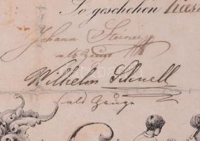 1877 Céhlevél kulcskészítő részére, Késmárki céh. Csiha Elek, a hajdúnánási Csiha Malom alapítójának...