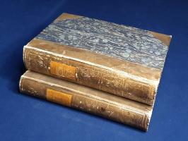 Goncourt, Edmond und Jules de:  Gavarni. Der Mensch und das Werk. Mit 107 Ganzseitigen und 36 Textillustrationen. Band I-II. [Teljes mű két kötetben.] Berlin, (1918). Hyperionverlag (Druck von Gerhard Stalling, Oldenburg in Grünau). 1 t. (címkép) + [4] + 263 + [1] p. + 53 t.; 1 t. (címkép) + [4] + 189 + [3] p. + 52 t. Első német kiadás. A Goncourt-fivérek, Edmond és Jules Goncourt a XIX. század közepének meghatározó író testvérpárja. A naturalista regényírás alapító atyjaként ismert szerzőpáros számos regényes korrajz után egy személyes ismerős, Paul Gavarni (1804-1866) karikaturista életregényét írta meg. Gazdagon illusztrált életrajzi regényünk szövegét számos Gavarni-karikatúra kíséri, a képanyagon a korabeli párizsi nyárspolgárság számos típusa megelevenedik: haszonlesők, diákok, utcagyerekek, koldusok, színházlátogatók és más széplelkek, tejesasszonyok és üzletemberek szatirikus portréit láthatjuk. A munka eredeti nyelven 1870-ben jelent meg, példányunk a mű első német kiadásából való. Egységes, díszesen aranyozott gerincű, enyhén kopott kiadói félbőr kötésben, felül aranyozott lapszélekkel. Jó példány.