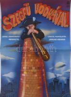 Herpai Zoltán (1951-2011): Szegfű vodkával, 1980, filmplakát, ofszet, papír, jelzett a plakáton, Offset és Játékkártya Nyomda, hajtásnyommal, 56,5x40 cm