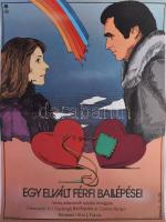 Herpai Zoltán (1951-2011), Kiss-Illés Róbert (-): Egy elvált férfi ballépései, 1981, filmplakát, ofszet, papír, jelzett a plakáton, Offset és Játékkártya Nyomda, hajtásnyommal, 56,5x41 cm