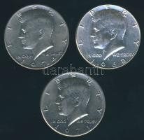 1968-1971-1974. 1/2$ Ag "Kennedy" (3x) T:2