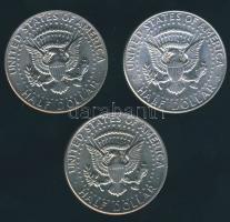 1968-1971-1974. 1/2$ Ag "Kennedy" (3x) T:2