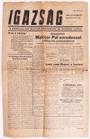 1956. november 1. Az Igazság - A Forradalmi Magyar Honvédség és Ifjúság Lapja I. évfolyamának 7. szám, szakadásokkal, címlapon: Beszélgetés Maléter Pál ezredessel