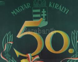 Macskássy Gyula (1912-1971): Magyar Királyi 50. Osztálysorsjáték, 1943 körül, plakát, papír, jelzett...