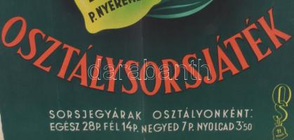 Macskássy Gyula (1912-1971): Magyar Királyi 50. Osztálysorsjáték, 1943 körül, plakát, papír, jelzett...