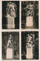 Budapest V. Szabadság tér - 4 db RÉGI képeslap egy sorozatból: Irredenta szobor, Észak, Dél, Kelet, Nyugat / 4 pre-1945 Hungarian irredenta statue postcards, series