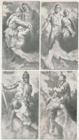 4 db RÉGI irredenta képeslap egy sorozatból: Észak, Dél, Kelet, Nyugat. Magyar Művészet rt. / 4 pre-1945 Hungarian irredenta postcards, series