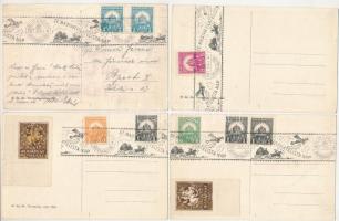 1927 Budapest V. Szabadság tér - 4 db RÉGI irredenta szobor képeslap egy sorozatból: Észak, Dél, Kel...