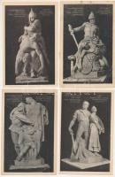 Budapest V. Szabadság tér - 4 db RÉGI irredenta szobor képeslap egy sorozatból: Észak, Dél, Kelet, Nyugat / 4 pre-1945 Hungarian irredenta postcards, series s: Kisfaludy-Strobl Zsigmond