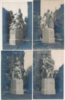 Budapest V. Szabadság tér - 4 db RÉGI irredenta szobor képeslap egy sorozatból: Észak, Dél, Kelet, Nyugat / 4 pre-1945 Hungarian irredenta postcards, series. photo