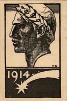 1923 Flieger-Gedenktag / German military art postcard, Aviator Memorial Day (vágott / cut)