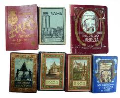 cca 1910-1938 5 olasz + Paris leporelló + Róma útikönyv