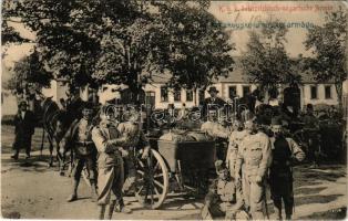K.u.k. österreichisch-ungarische Armee / Osztrák-magyar katonák, tábori konyha / Austro-Hungarian K.u.K. military, field kitchen, group of soldiers (fa)