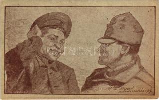 "Itt a béke!", I. világháborús magyar és orosz katona, Béke Lapok / WWI Hungarian and Russian soldier, peace propaganda s: Lázár Oszkár (EK)