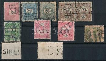 10 db klf céglyukasztásos bélyeg stecklapon (Lente 1.500 p)