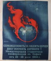 Börtsök László (-): Revisio (revizió), 1933, bolgár nyelvű irredenta propaganda plakát, litográfia, papír, jelzett a plakáton, hajtásnyomokkal, sérült, 63x47,5 cm